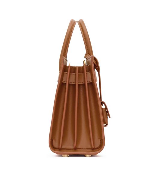 Saint Laurent Brown Smooth Leather Sac De Jour Bag