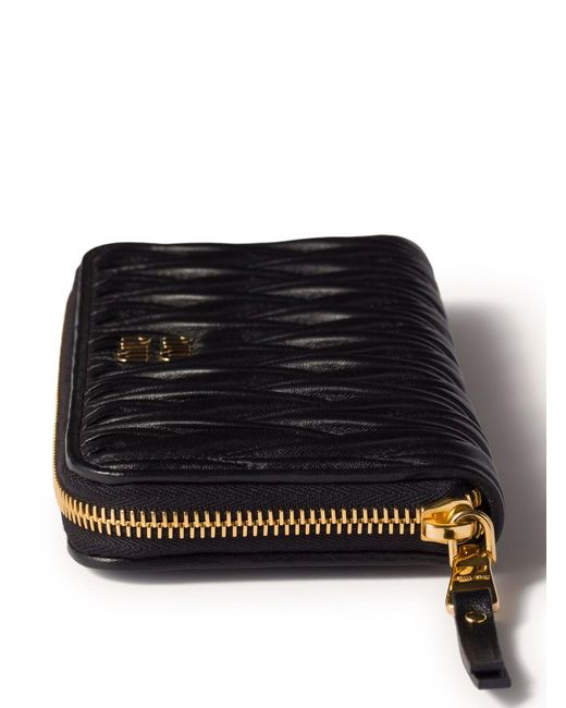 Miu Miu Black Large Nappa Matelasse Wallet