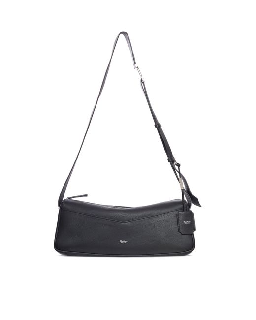 Max Mara White Hammered Leather Shoulder Bag
