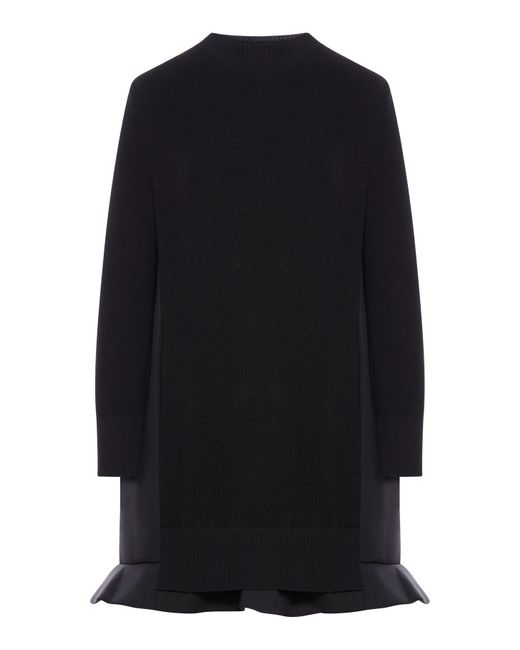 Sacai Blue Neoprene Dress With Mesh Inserts