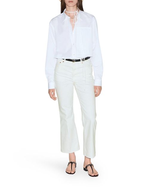 Camicia in popeline di cotone con logo in rilievo di Gucci in White