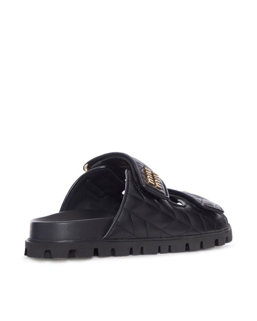 Miu Miu White Nappa Matelassé Sandals