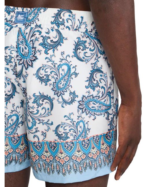 Etro Blue Swimsuit With Paisley Ramage Print for men
