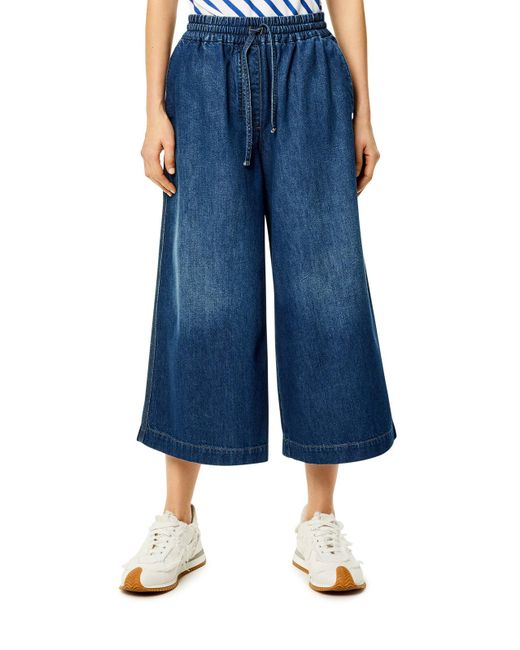 Loewe Blue Cropped Jeans In Denim