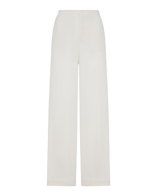 Transit White Palazzo Trousers In Viscose