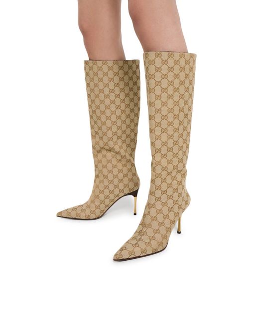 Gucci White Gg Fabric Bombshell Boots