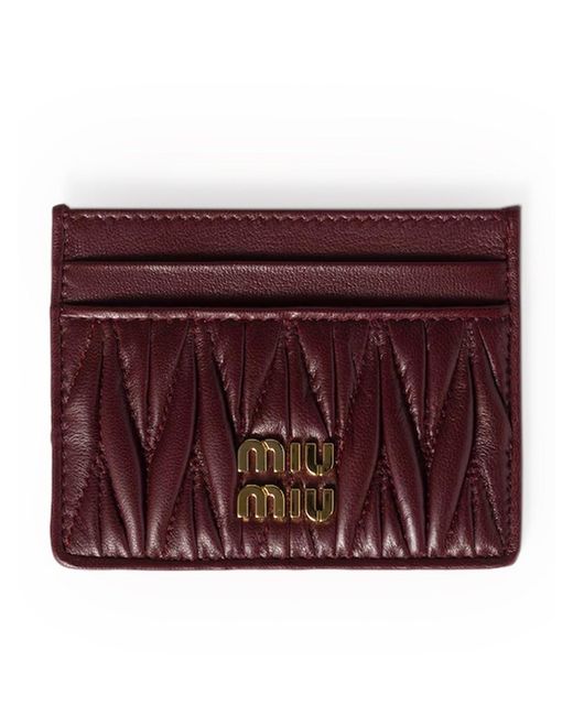 Miu Miu Purple Nappa Matelasse Card Holder'