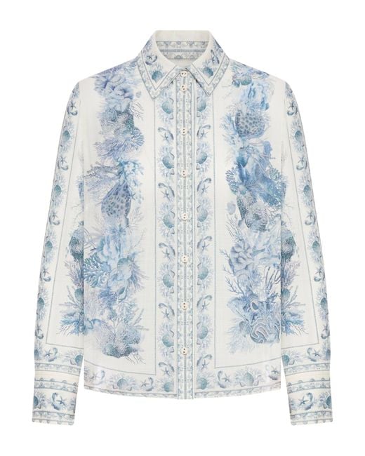 Zimmermann Women's Blue Buttoned Printed Shirt