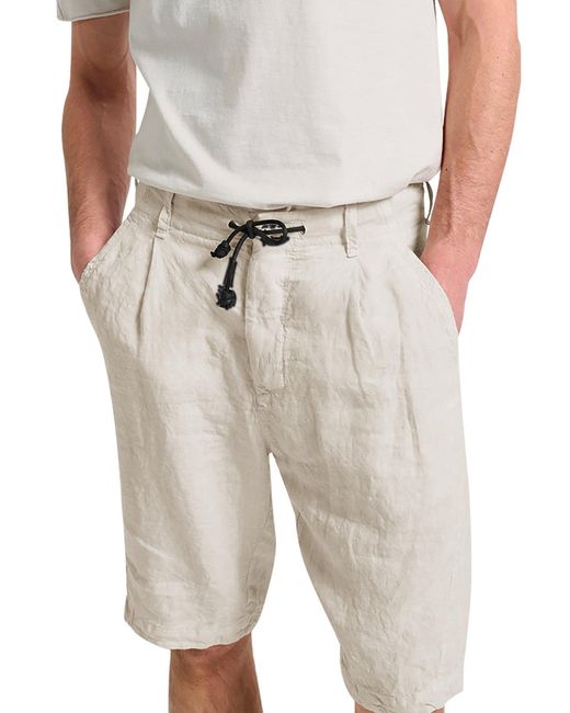 Transit White Linen Bermuda Shorts With Drawstring for men