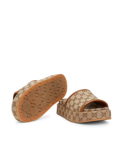 Gucci Brown Platform Sandal With Gg