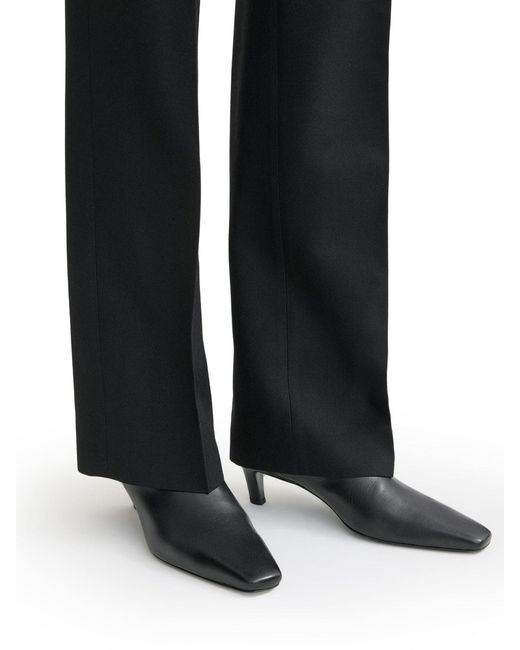 Totême Black Leather Mid-Heel Boots