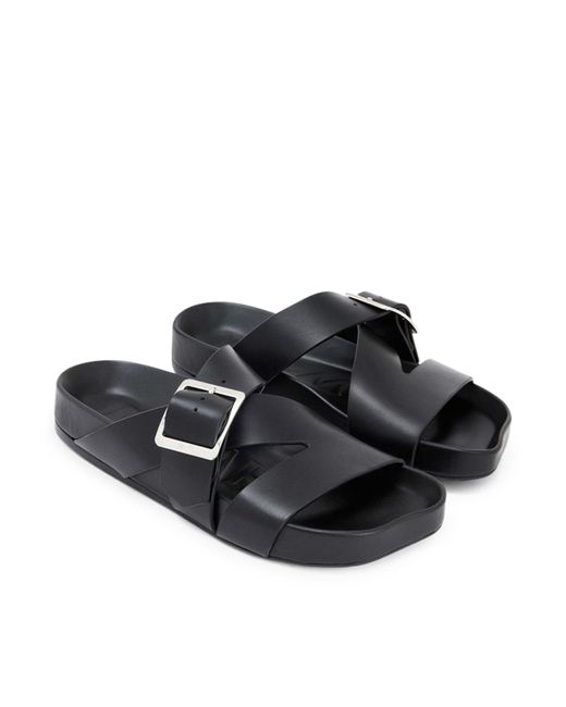 Slide ease buckle in pelle di vitello conciata al vegetale di Loewe in Black da Uomo