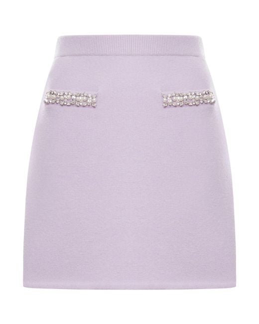 Self-Portrait Purple Skirt With Crystal Finishes