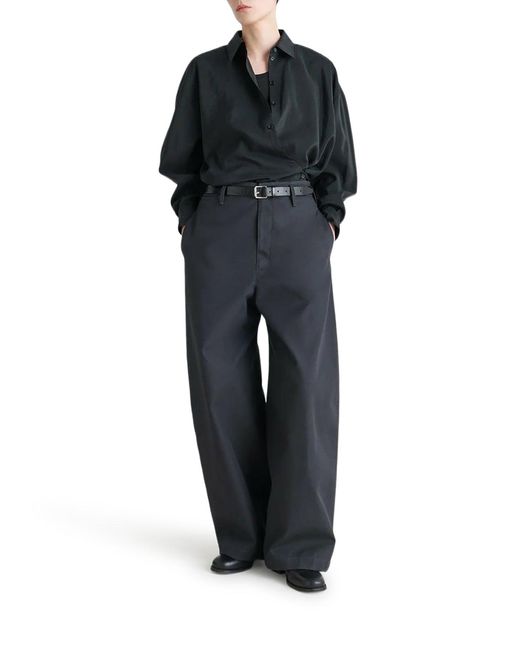 Lemaire Black Straight Collar Twisted Shirt
