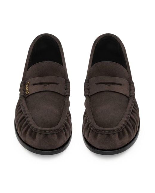 Saint Laurent Brown Le Loafer Soft Suede Moccasins for men