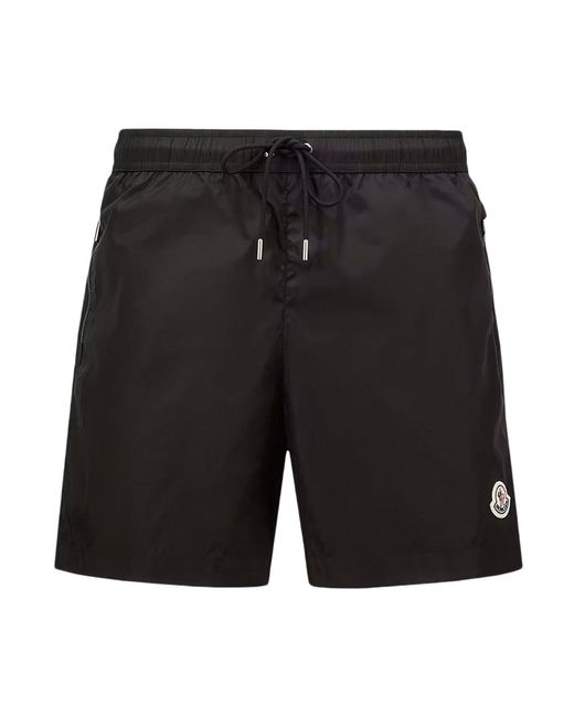 Moncler Black Swimwear With Logo Patch for men