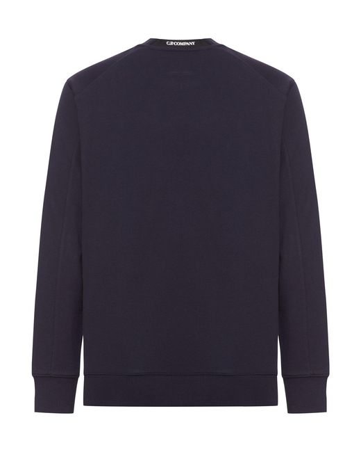 C P Company Blue Crew Neck Fleece Sweatshirt for men