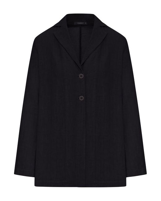 Transit Blue Single-breasted Linen Jacket