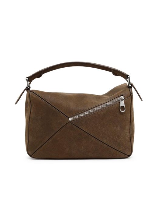 Borsa puzzle piccola in nabuk di Loewe in Brown