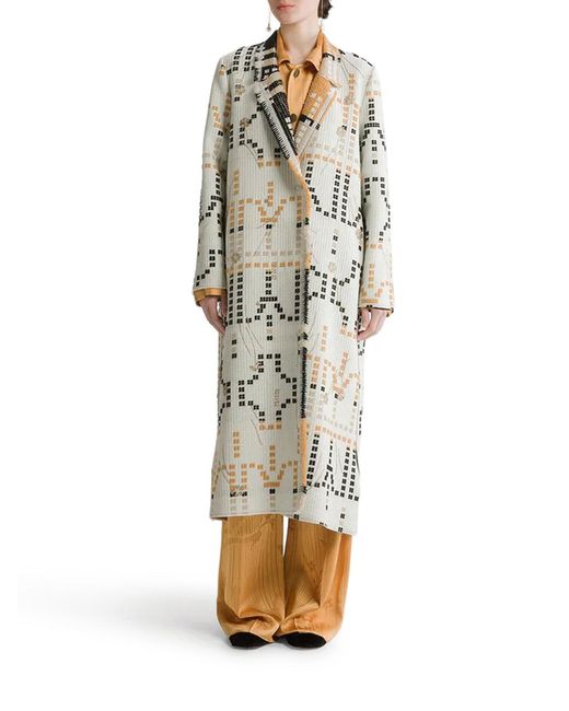 Cappotto lungo in jacquard ricamato di Forte_forte in White