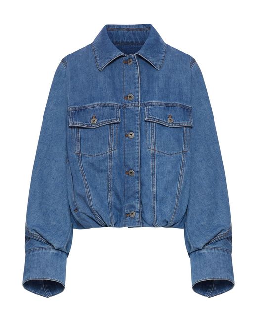 Loewe Blue Cropped Denim Jacket With Wide Sleeves