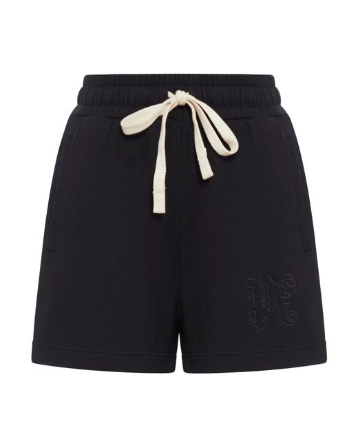 Shorts in tuta con logo di Palm Angels in Black