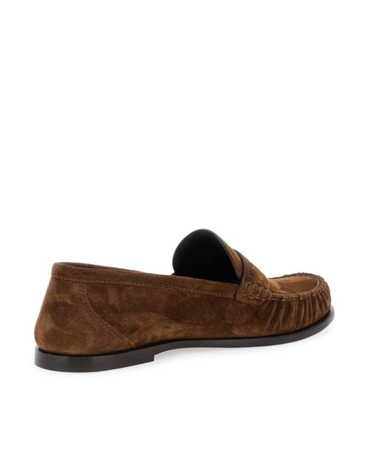 Saint Laurent Brown Laurent Suede Loafers for men