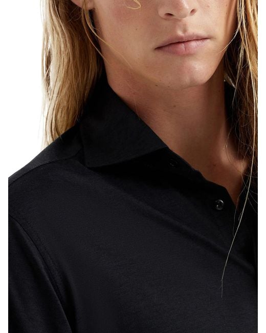 Brunello Cucinelli Blue Classic Cotton And Silk Blend Shirt for men