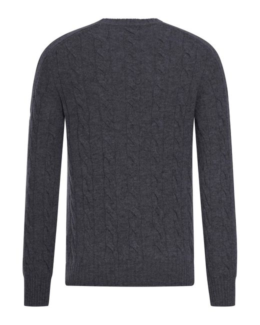 Nome G Blue Shetland Wool Cable-Knit Crewneck for men