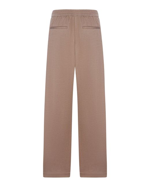 Brunello Cucinelli Brown Wide Leg Trousers With Drawstring
