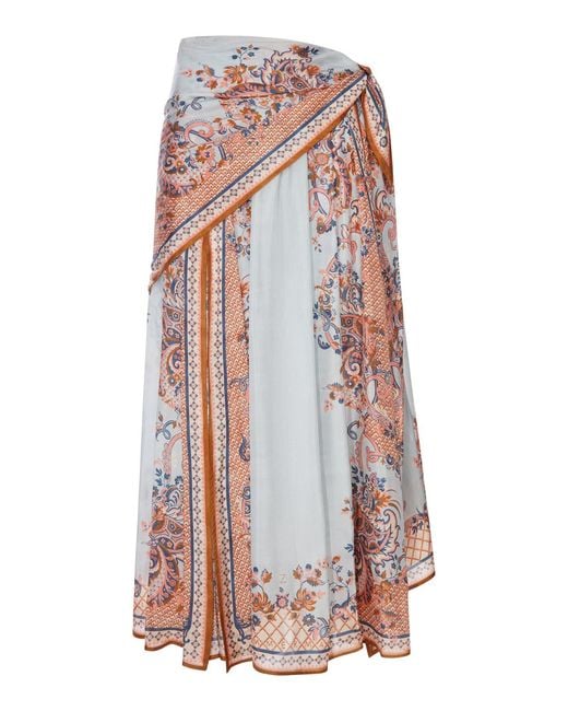 Zimmermann White Aster Silk Wrap Skirt