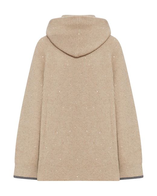 Brunello Cucinelli Natural Cashmere Sweater With Hood