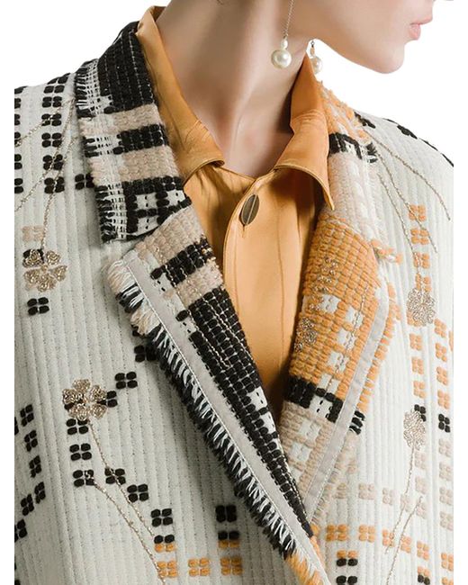 Cappotto lungo in jacquard ricamato di Forte_forte in White