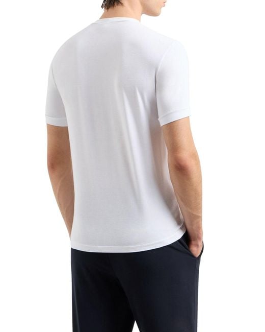 Giorgio Armani White Crewneck Short Sleeved Sweater for men