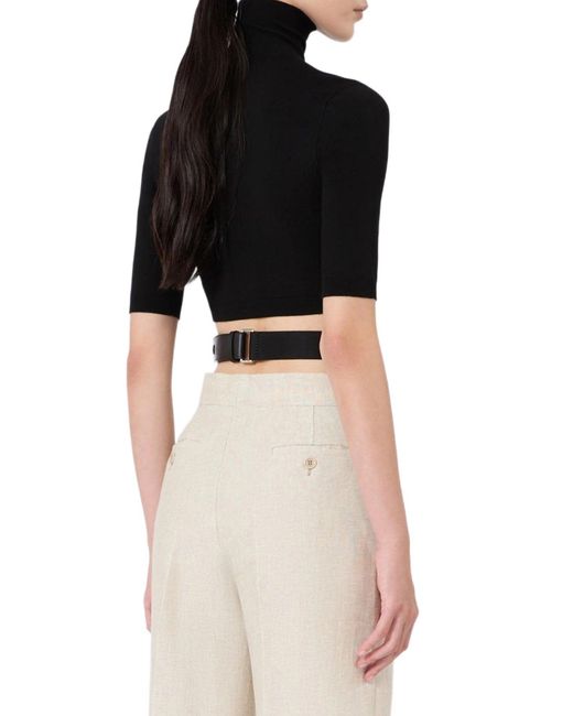 Max Mara Blue Crop Turtleneck