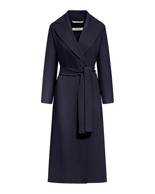 Max Mara Blue Wool Robe Coat