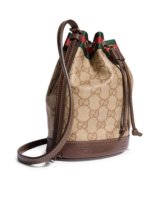 Gucci Brown Mini Bucket Bag With Web Ribbon