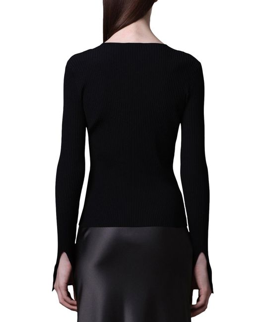 Roberto Collina Blue Ribbed Sweater With Cut-out Inserts