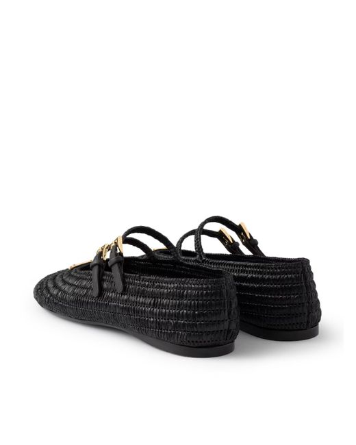 Prada Black Crochet Ballerinas