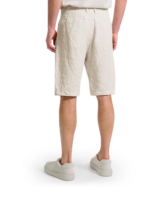 Transit White Linen Bermuda Shorts With Drawstring for men