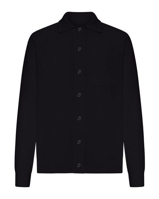 Roberto Collina Blue Military Stitch Cotton And Linen Blend Shirt for men