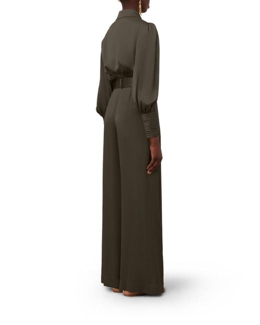 Zimmermann Gray Wide Leg Trousers With Silk Belt And Darts