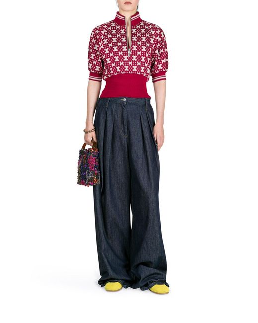 Dries Van Noten Blue Wide Leg Jeans With Darts