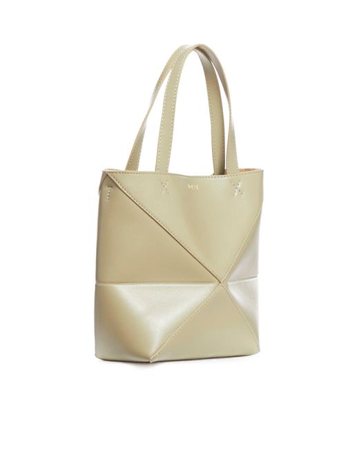 Loewe White Puzzle Fold Tote Mini Bag In Shiny Calfskin