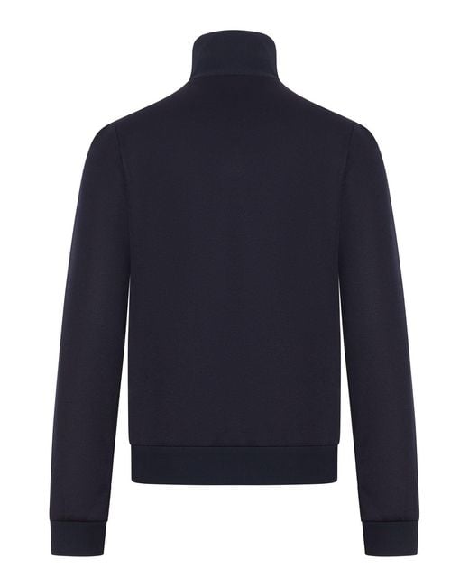 Gucci Blue Technical Jersey Jacket With Zip And Web Tape for men