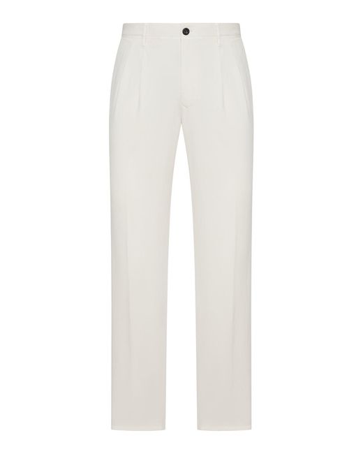 Incotex White Tailored Tailored Trousers In Cotton And Linen Blend for men