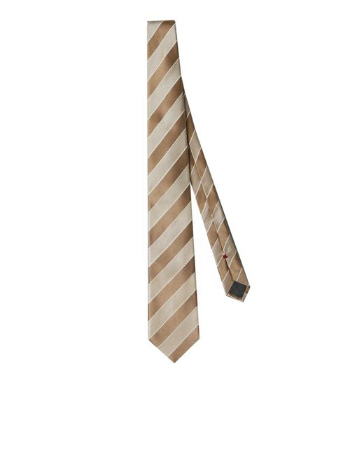 Cravatta a righe di Brunello Cucinelli in White da Uomo