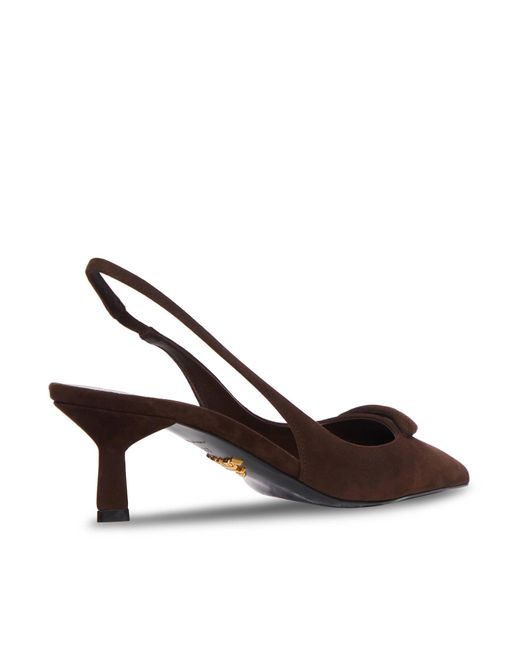 Prada Brown Slingback Suede Pumps