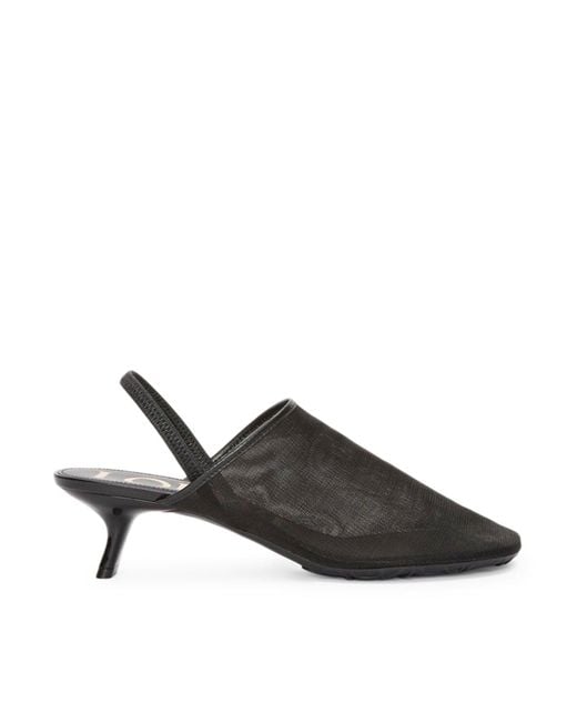 Loewe Black Petal Mesh Slingback Heel Sandals