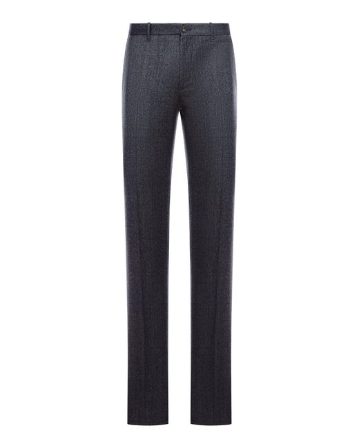 Incotex Blue Tailored Wool Trousers for men